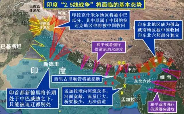 印度可能存在的"2.5线战争"态势图